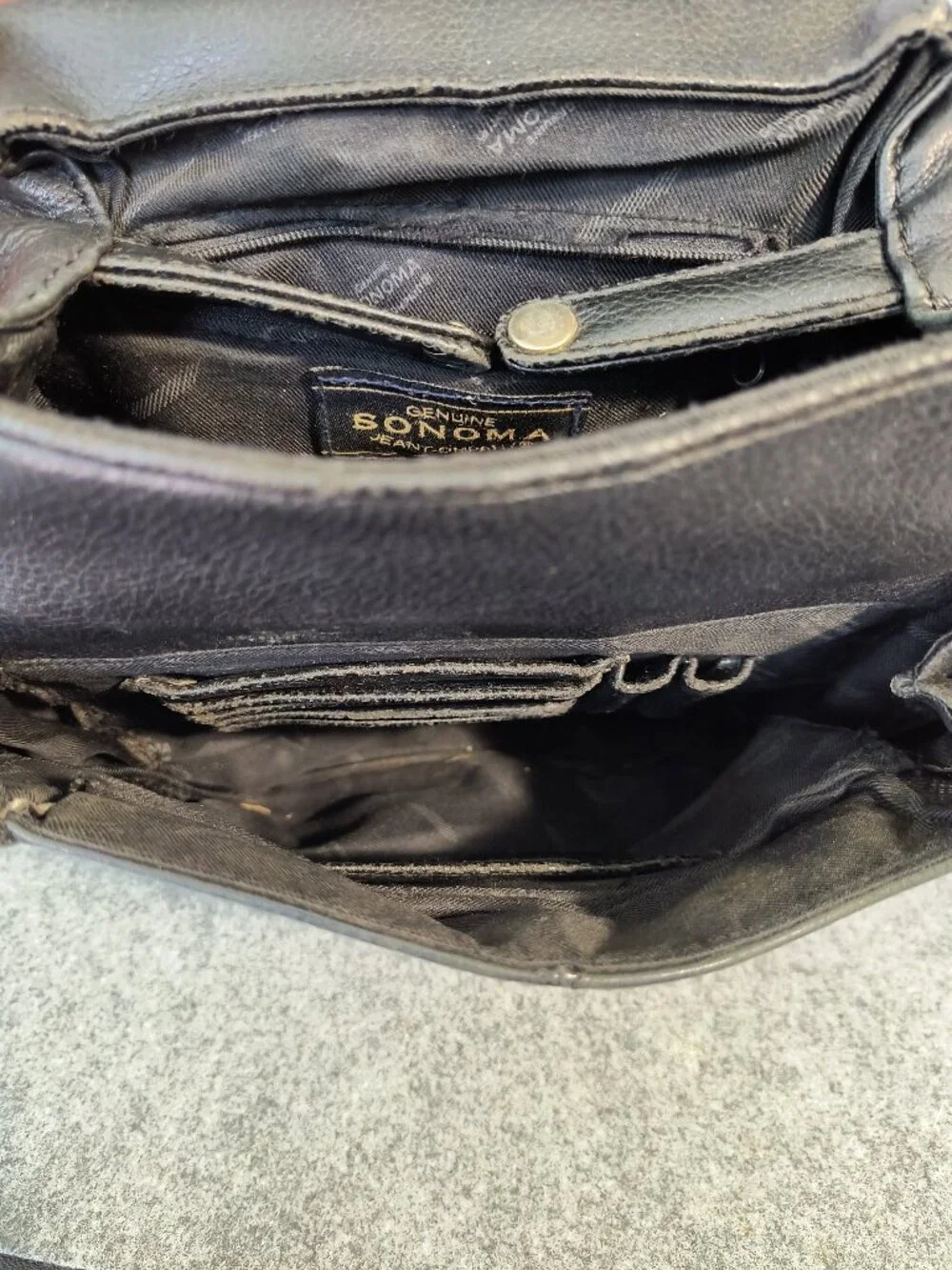 Sonoma Genuine Leather Backpack Purse Black Multi Pocket Adjustable Straps
